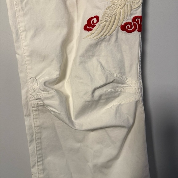 People for Peace White Cotton Pants with Floral Embroidery, Size 30 - Picture 5 of 13